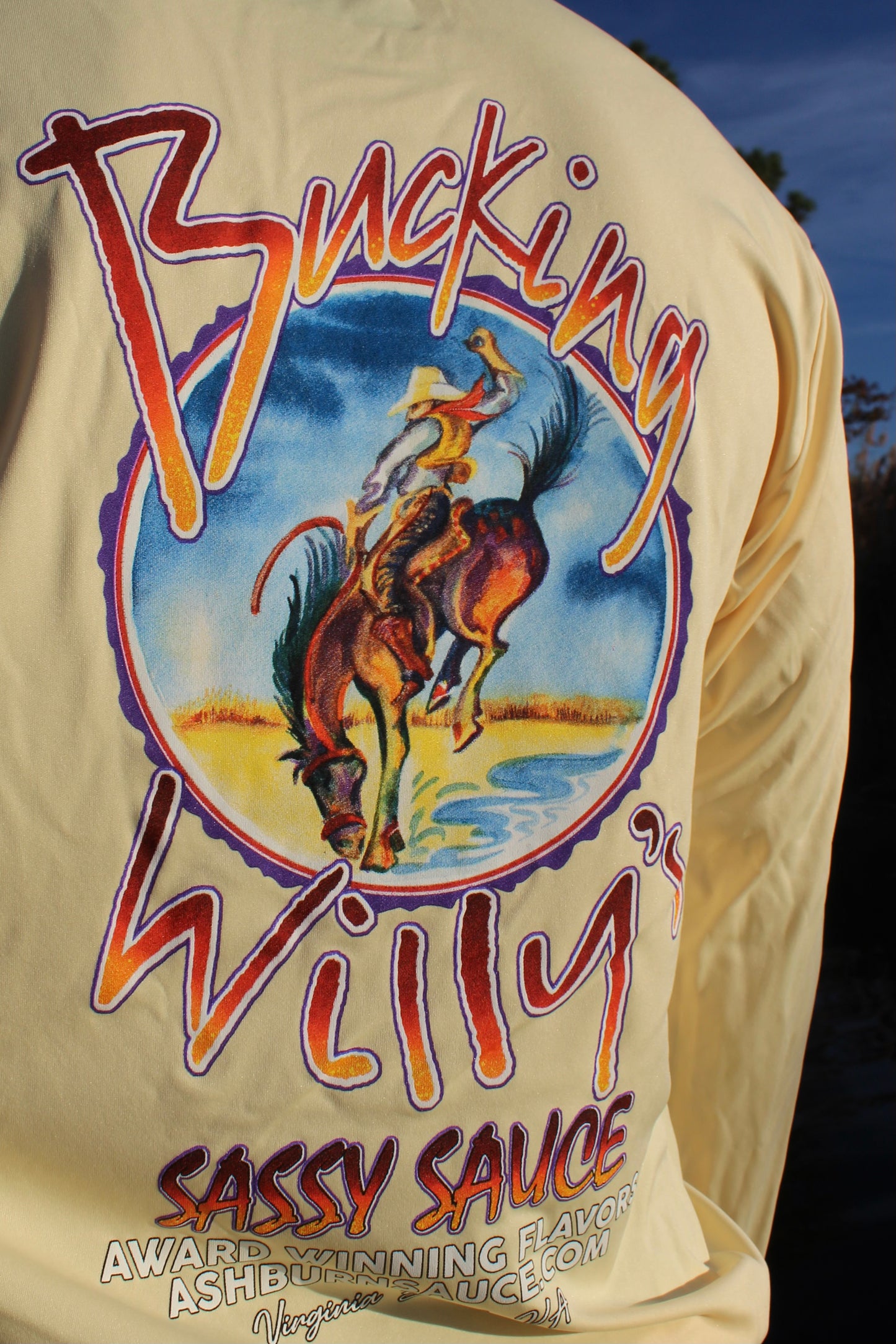 Bucking Willy’s Unisex Long Sleeve Performance Tee - Light Yellow