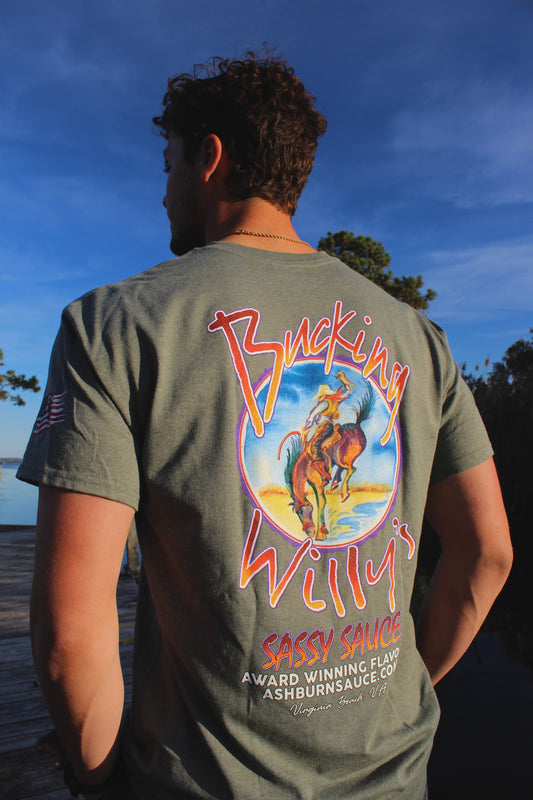 Bucking Willy’s Unisex T-shirt- Heather Military Green